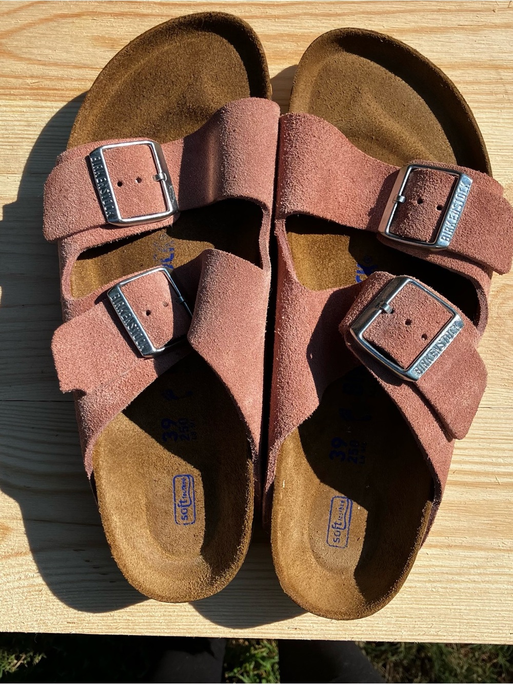 Birkenstock Arizona Soft Footbed Suede Pink Clay Slides 39
